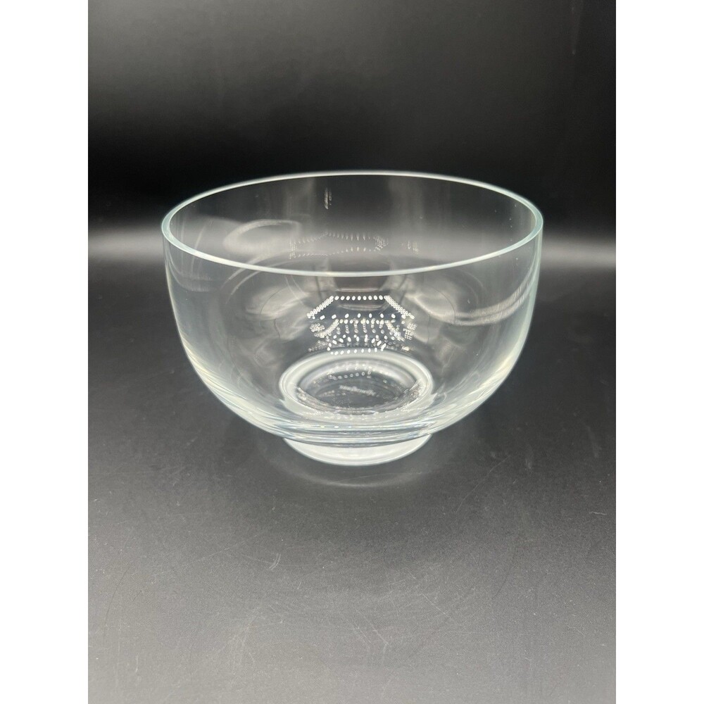Marc Aurel Crystal Glass Bowl Signed Clear Crystal Candy Dish Centerpiece 6.25”